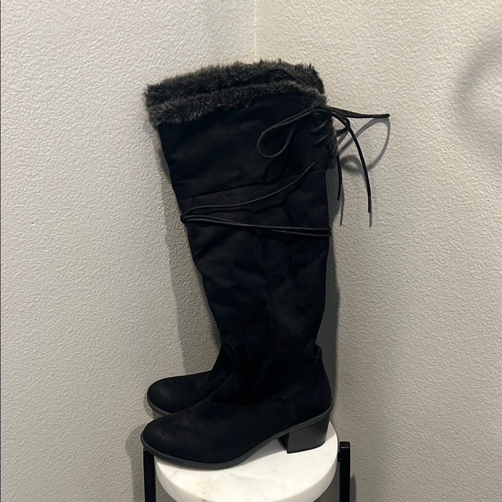 Merona Black Over the Knee Boots with Slouchy Design NWOT